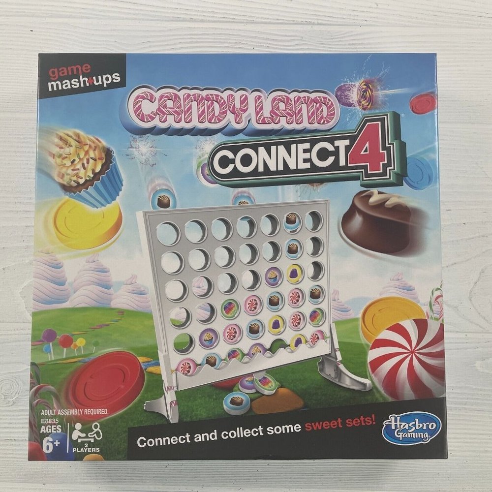 Hasbro Candyland Connect4 MASHUP game! All pieces! Family Fun game of strategy!